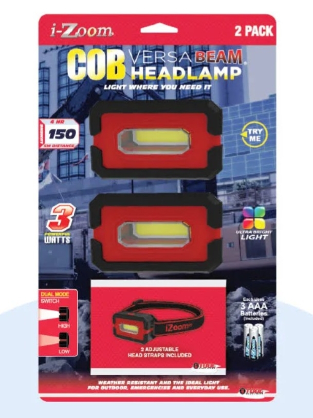 Zoom COB Versa Beam Headlamp - Red/Black